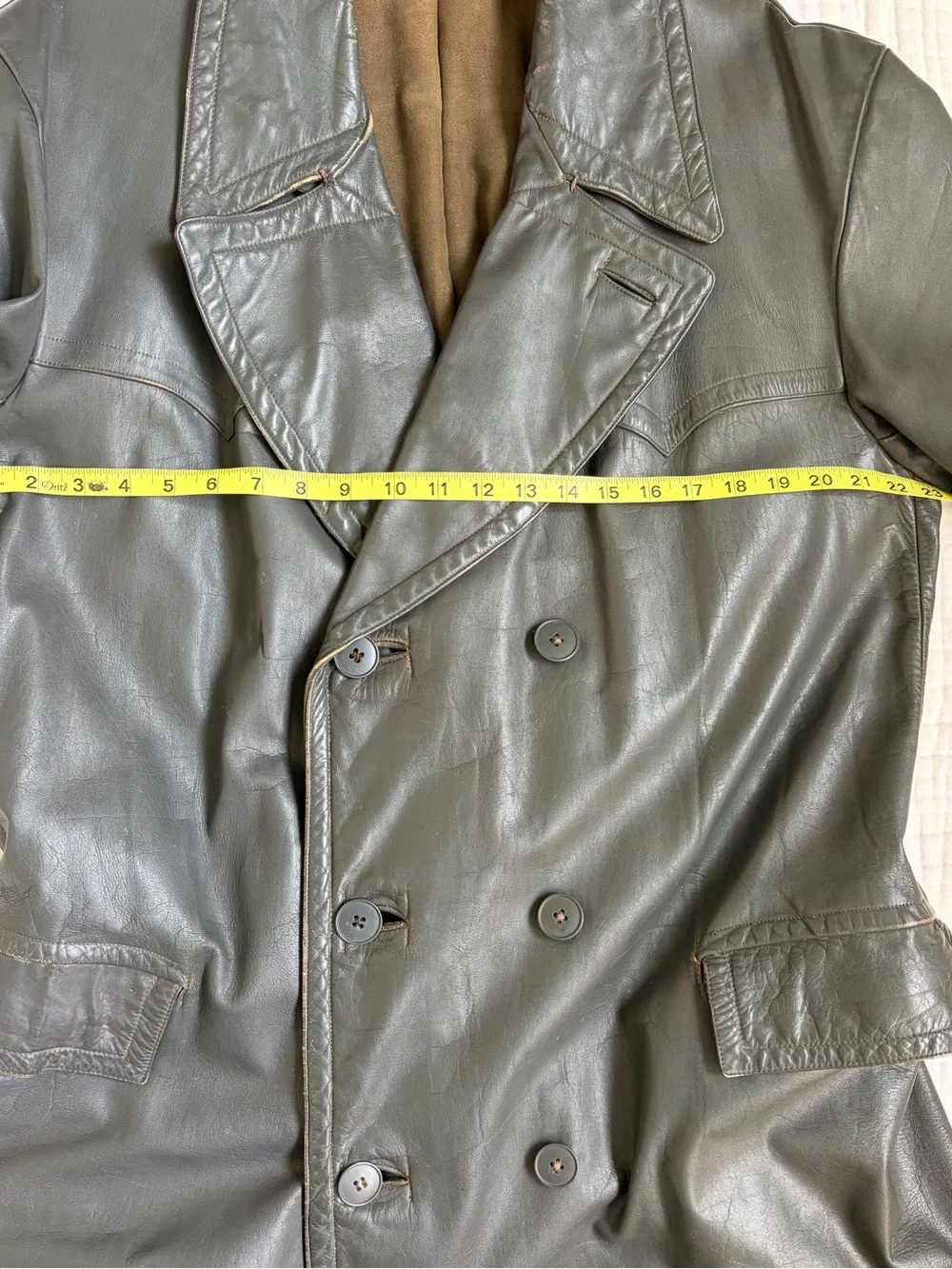 Rare German Leather Convertible Motorcycle Trench Coat WWII Era? Astor Hardware